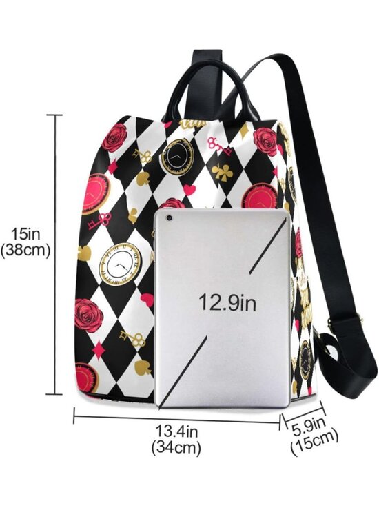 Chic Alice Chess Board Backpack Purse for Women | Stylish Travel Shoulder Bag